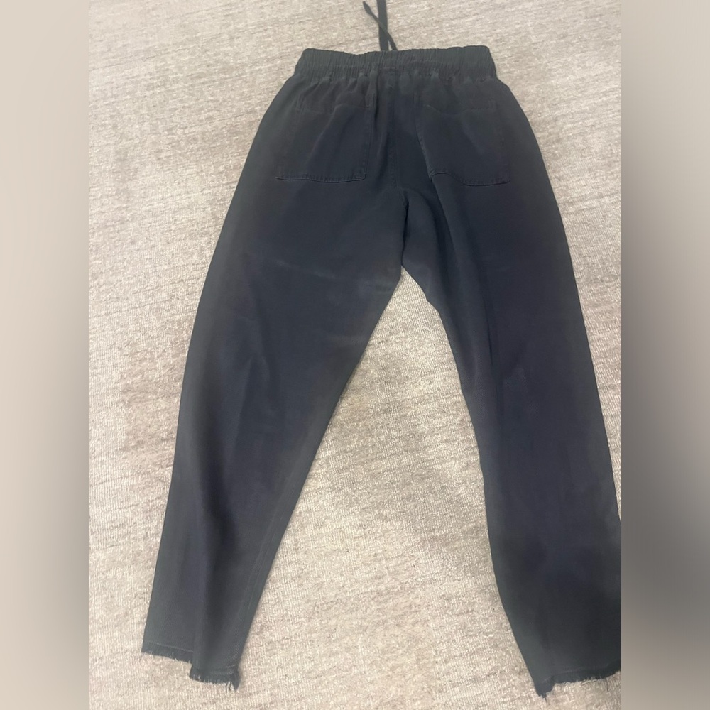 Zara relaxed fit pants with frayed hem and drawstring